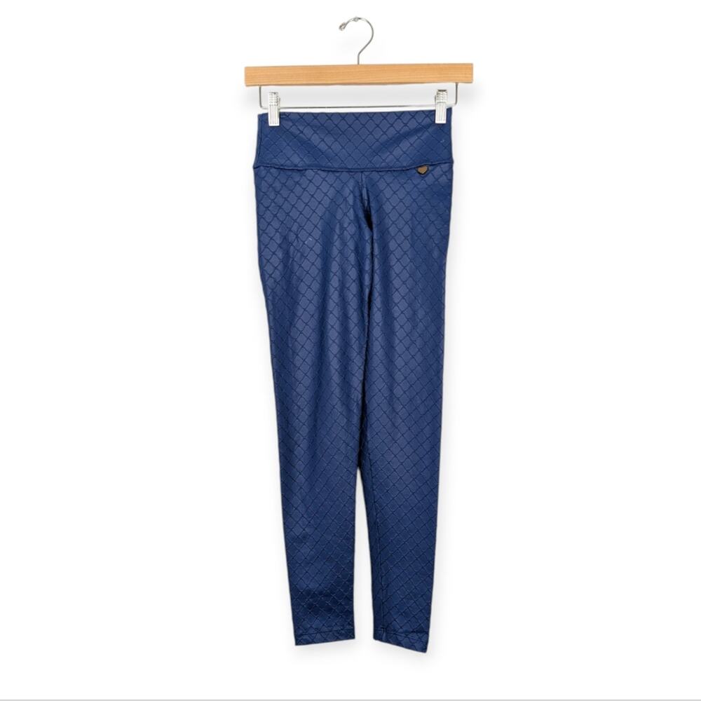 Fit Mama Blue Diamond Pattern Activewear Leggings Size S